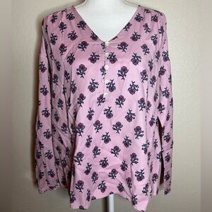 J.Jill purejill long sleeve Vneck blouse size Medium